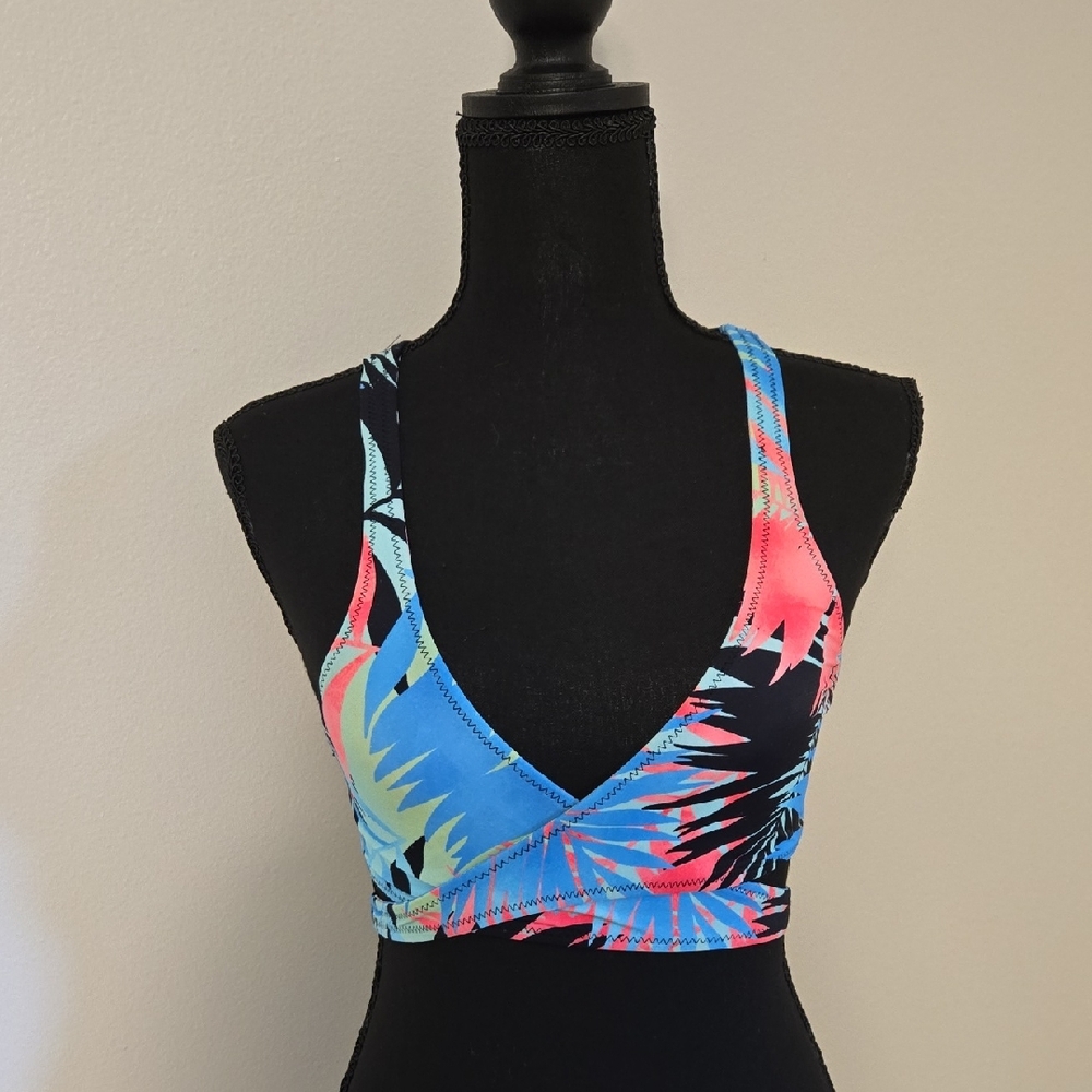 Colorful Tropical Print Wrap Around Bikini Top